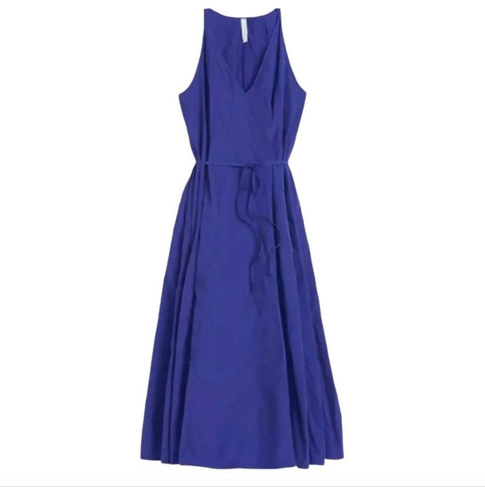 NWT Athleta Canopy Parachute Dress Blue Lightweight Midi Relaxed S